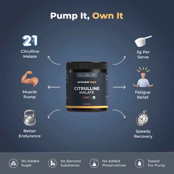 Nutrabay Gold Citrulline Malate 2:1 Supplement Powder - 120G | Cola Flavor