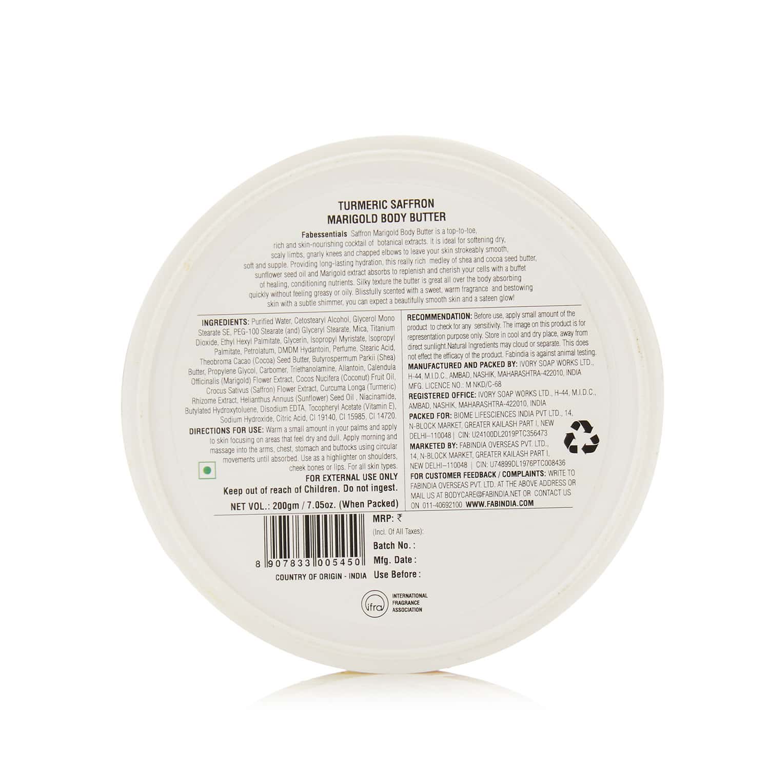 Buy FABESSENTIALS TURMERIC SAFFRON MARIGOLD BODY BUTTER 200 GM Online