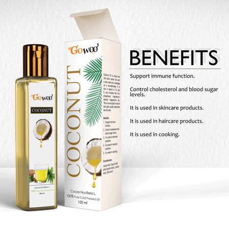 Go Woo 100% Pure Coconut Carrier Oil Skin Care 100 Ml