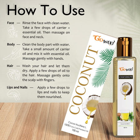 Go Woo 100% Pure Coconut Carrier Oil Skin Care 100 Ml