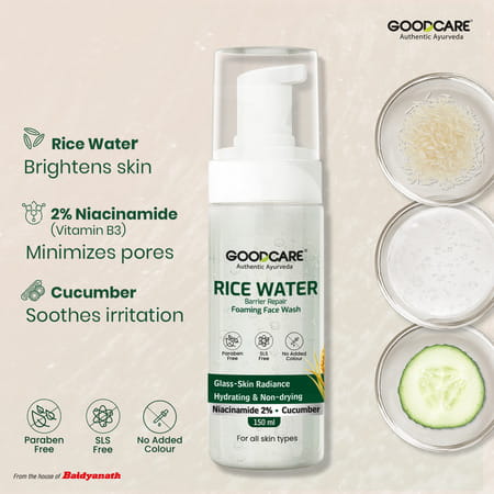 Goodcare Rice Water Foaming Face Wash | Men Women | Niacinamide | 150 Ml | Pack Of 1