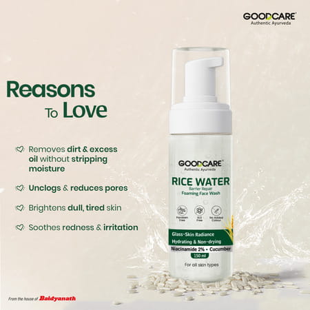 Goodcare Rice Water Foaming Face Wash | Men Women | Niacinamide | 150 Ml | Pack Of 1