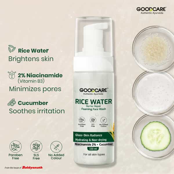 Goodcare Rice Water Foaming Face Wash | Men Women | Niacinamide | 150 Ml | Pack Of 1
