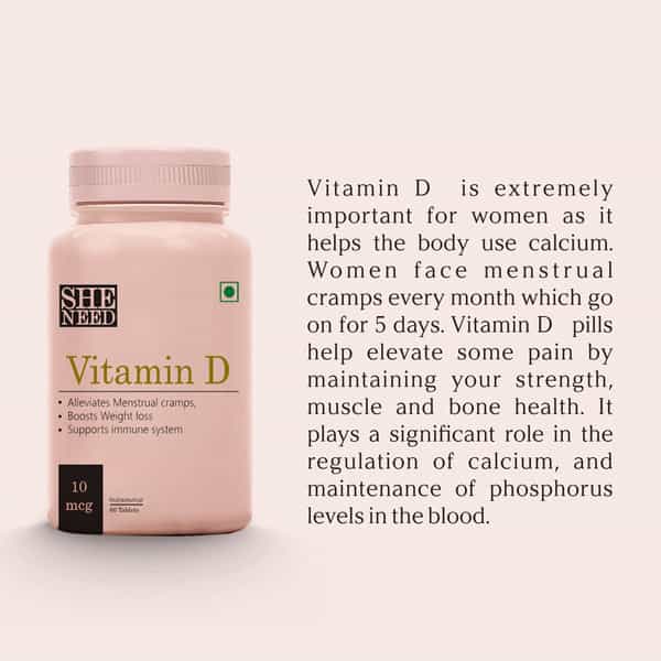 Sheneed Vitamin D Supplement For Women-Helps In Alleviating Bone & Muscle & Support Immune System