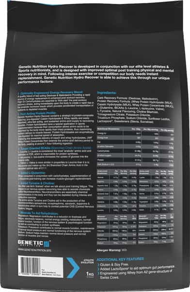 Genetic Nutrition Hydro Recover Carb Protein Formula Post Training Recovery Drink Coffee Caramel
