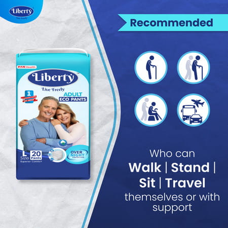 Liberty Eco Adult Diaper Pants Large (L) 60 Count Waist Size 30-55 Inch Pack Of 3 20 Count/Pack