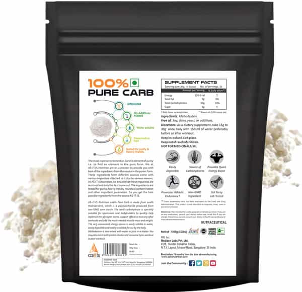 As-It-Is Nutrition 100% Pure Carb | Carbohydrates For Weight Gain 1Kg Pouch