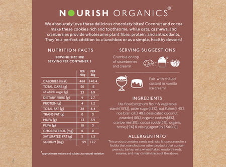 Nourish Organics Chocolate Coconut Cookies - 140gms