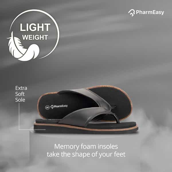 Pharmeasy Women's Diabetic & Orthopedic Slippers - Coal Black - Size Uk 6