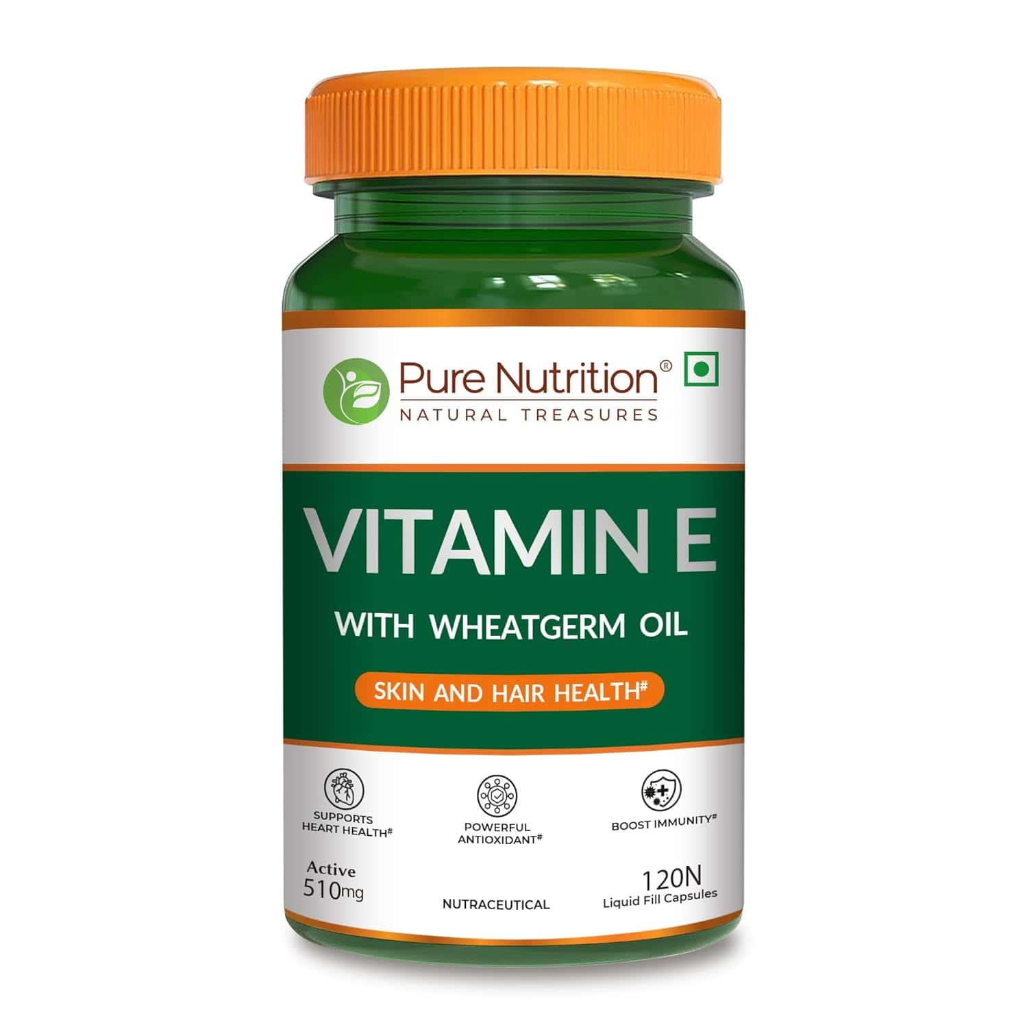 Pure Nutrition Vitamin E 510mg With Wheatgerm Oil | 120 Liquid Fill Capsules