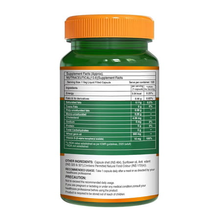 Pure Nutrition Vitamin E 510mg With Wheatgerm Oil | 120 Liquid Fill Capsules