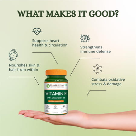 Pure Nutrition Vitamin E 510mg With Wheatgerm Oil | 120 Liquid Fill Capsules