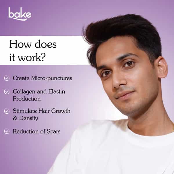 Bake Derma Stamp Microneedling Tool For Hair & Beard Growth Adjustable Needles 0.25-3Mm