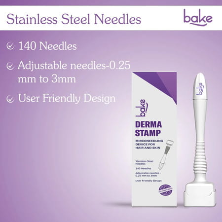 Bake Derma Stamp Microneedling Tool For Hair & Beard Growth Adjustable Needles 0.25-3mm