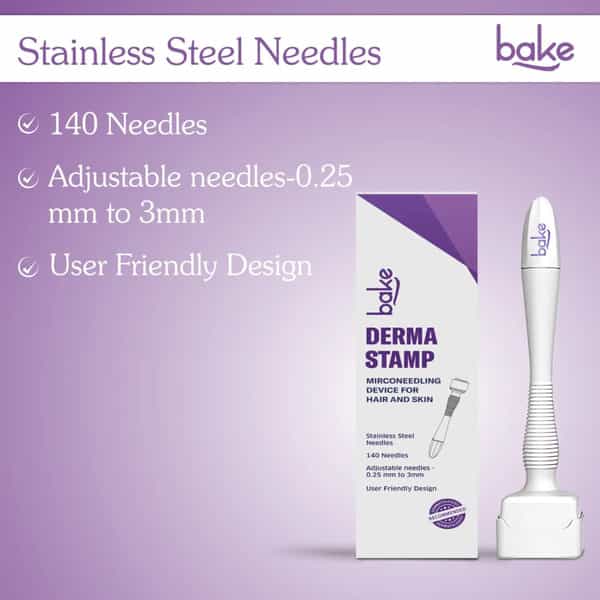 Bake Derma Stamp Microneedling Tool For Hair & Beard Growth Adjustable Needles 0.25-3Mm