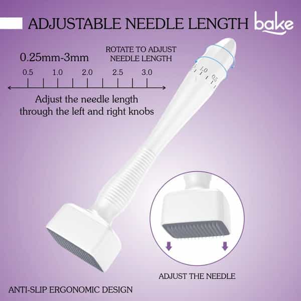 Bake Derma Stamp Microneedling Tool For Hair & Beard Growth Adjustable Needles 0.25-3Mm
