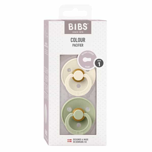 Bibs Colour 2 Pack Latex Size 1 Ivory/Sage - 0+Months