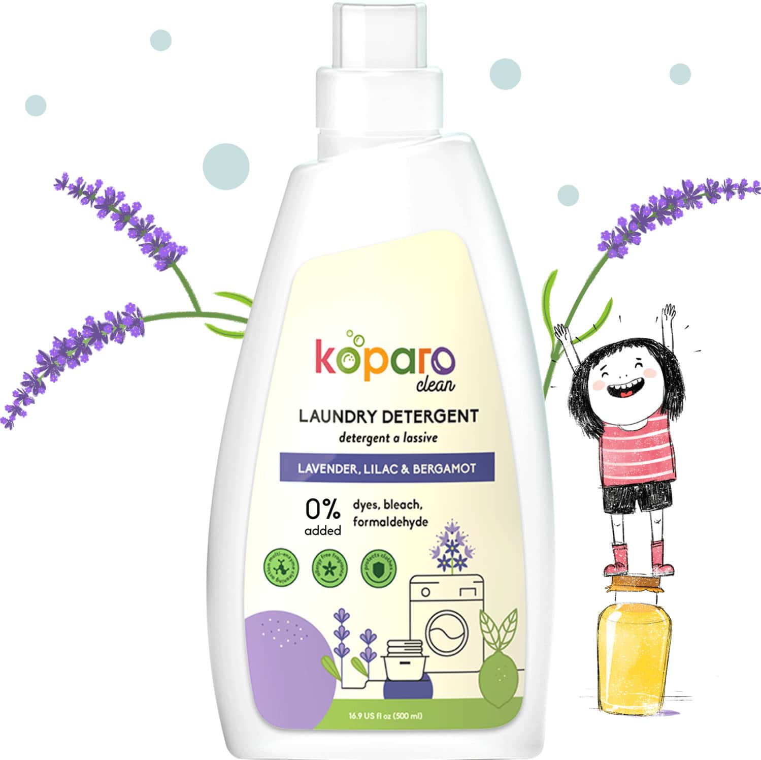Koparo Laundry Liquid - Lavender - Natural & Non Toxic - Eco-Friendly - Tough On Stains - 500 Ml