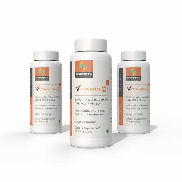 Sharrets Vitamin C Sodium Ascorbate Capsules - Usp / Fcc / Ph. Eur | Pack Of 3 | 60 Units Each