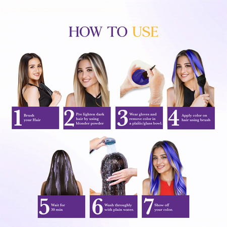 Cosglam Semi Permanent Hair Color | No Peroxide | Ammonia Free Hair Colour 61 Purple Blue - 120gm