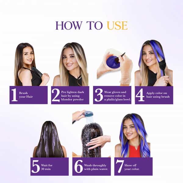 Cosglam Semi Permanent Hair Color | No Peroxide | Ammonia Free Hair Colour 61 Purple Blue - 120Gm