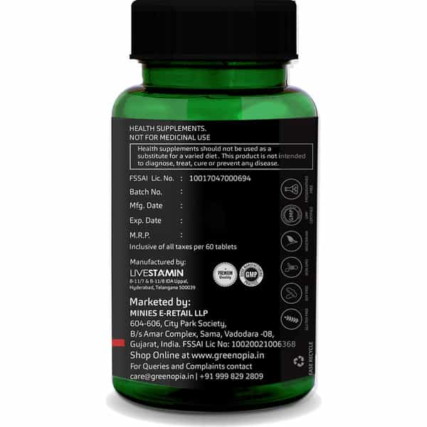 Greenopia Chelated Iron + Folic Acid With Vitamin C | B12 | Zinc & Selenium 60 Vegetarian Tablets