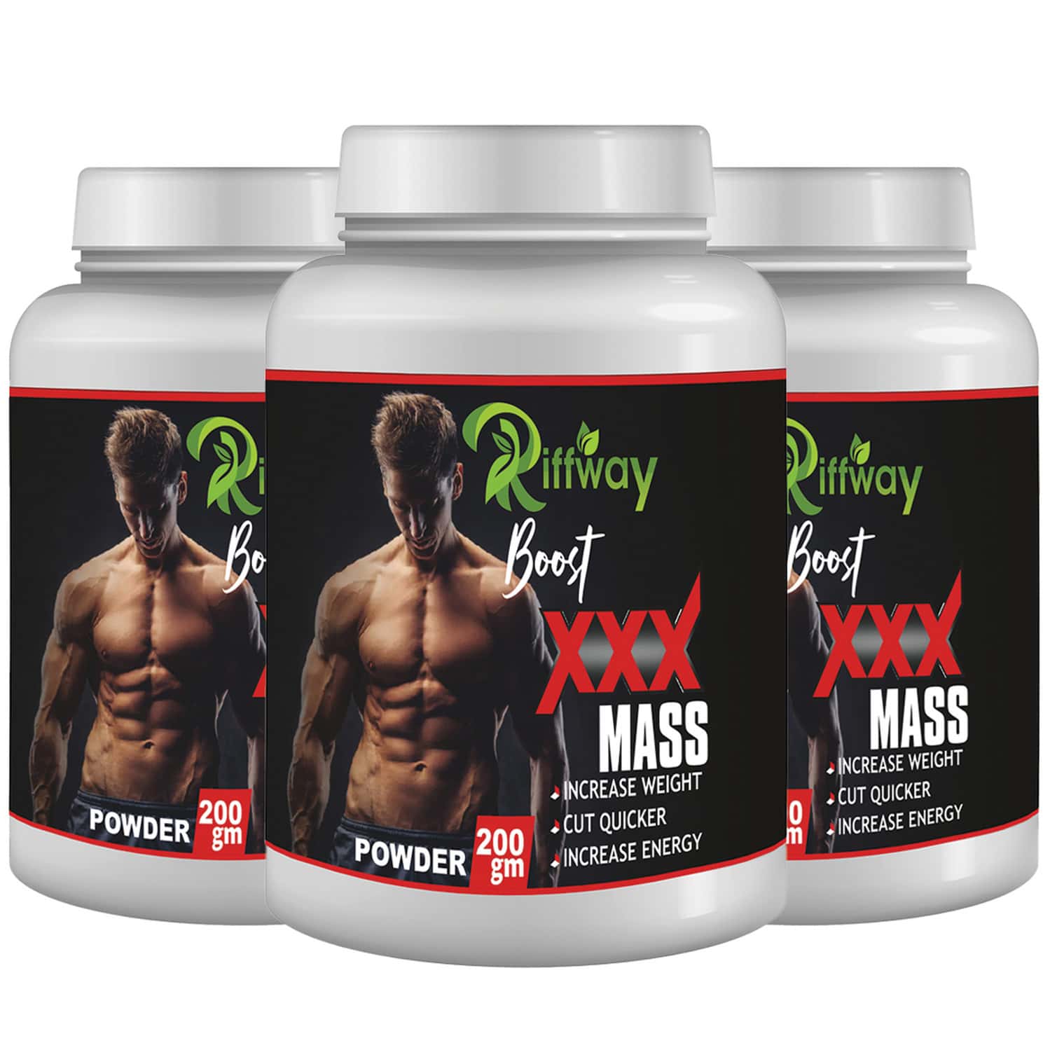 Riffway Boost Xxx Mass Weight Gain Powder | Promote Muscle Growth 100% Ayurvedic (3x200gm)