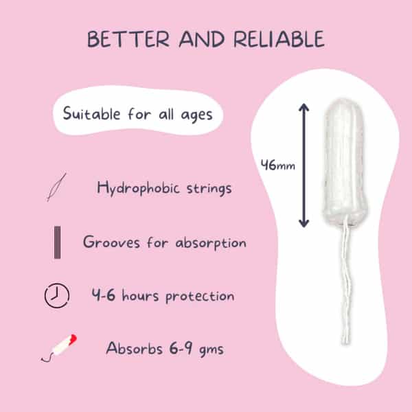 Lemme Be Medium Flow Tampons (Box Of 8) 100% Cotton Certified Biodegradable