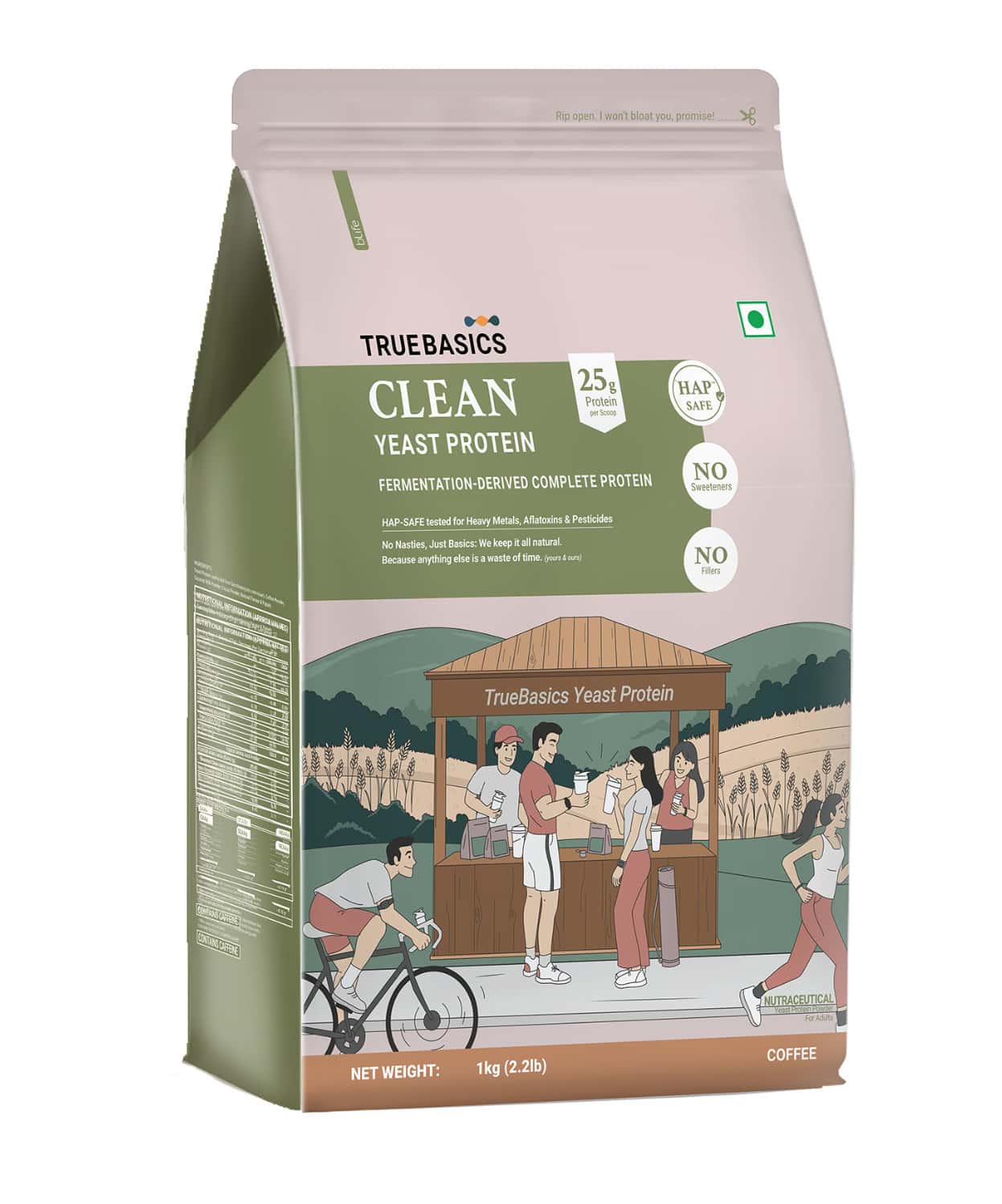 Truebasics Clean Yeast Protein Powder | 25g Protein Per Scoop (Coffee| 1kg)