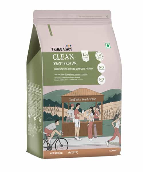 Truebasics Clean Yeast Protein Powder | 25G Protein Per Scoop (Coffee| 1Kg)