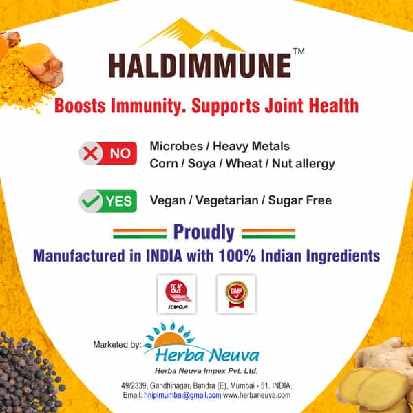 Herba Neuva Haldimmune Capsules With Lakadong Haldi.boosts Immunity & Joint Health- 1X 60 Capsules