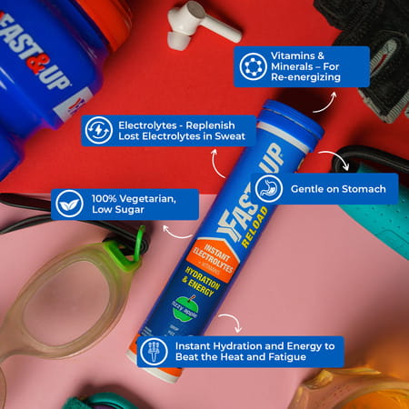 Fast&Up Reload (35 Litres) Low Sugar Energy Drink - 140 Effervescent Tablets - Fizzy Apple Flavour