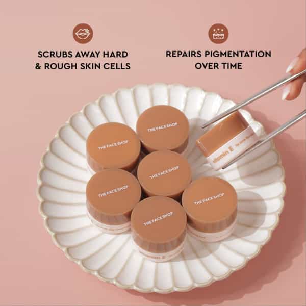 The Face Shop Vitamin E Gentle Exfoliating Lip Scrub With Korean Rice | Smooth Glowy Lips - 14G