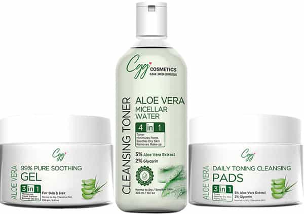 Cgg Cosmetics Aloe Vera Facial Kit - All Skin Types Vegan & Fragrance Free