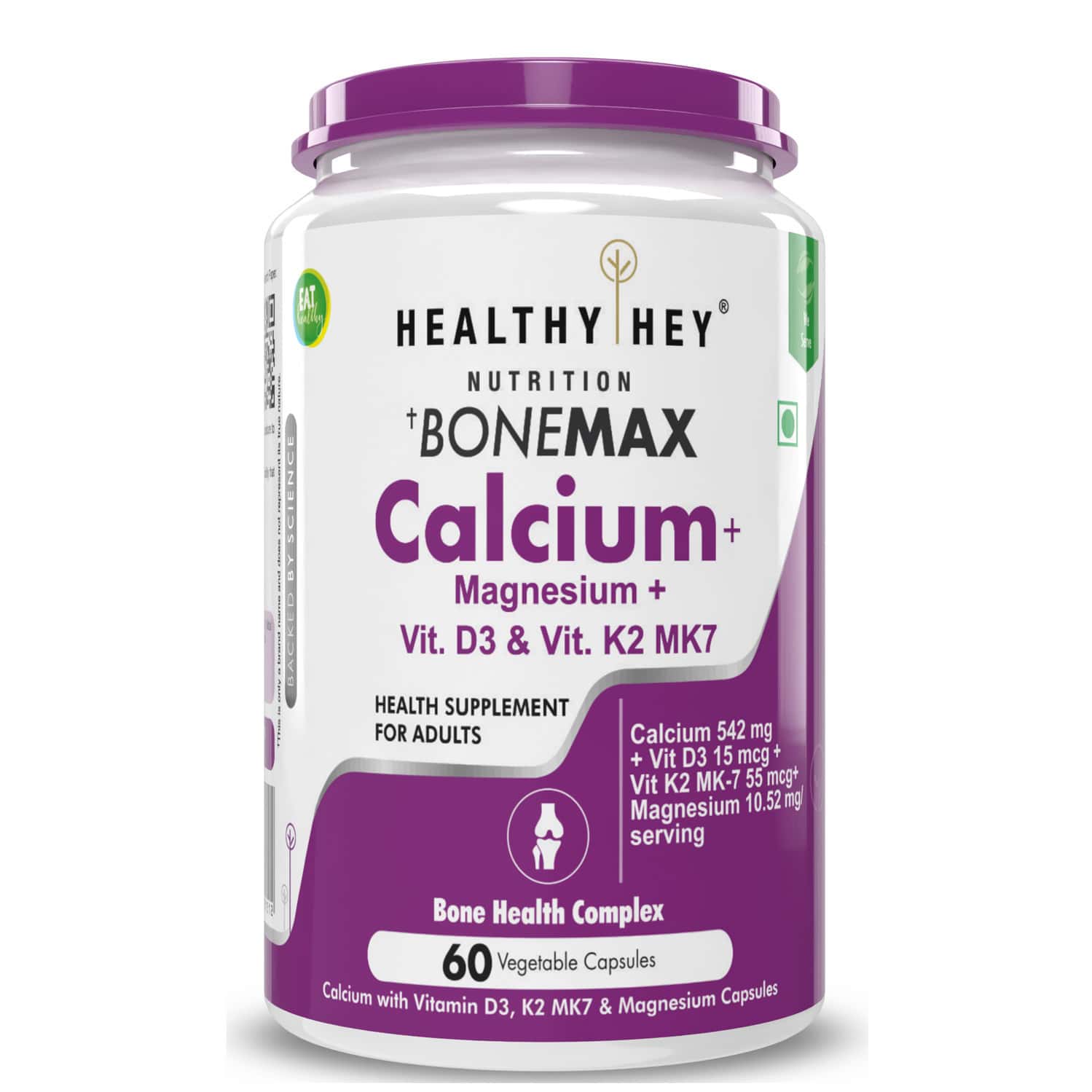 Healthyhey Nutrition Vegan Calcium With Magnesium Vitamin D3 - 60 Capsules