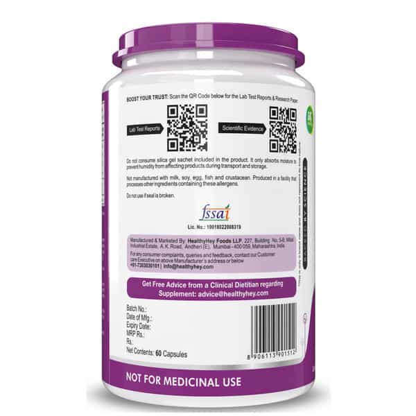 Healthyhey Nutrition Vegan Calcium With Magnesium Vitamin D3 - 60 Capsules