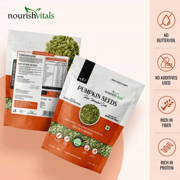 Nourishvitals Healthy Munching Combo Pumpkin Raw Unroasted Seeds + Chia Roasted Seeds (200Gm Each)