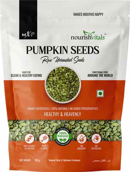 Nourishvitals Healthy Munching Combo Pumpkin Raw Unroasted Seeds + Chia Roasted Seeds (200Gm Each)