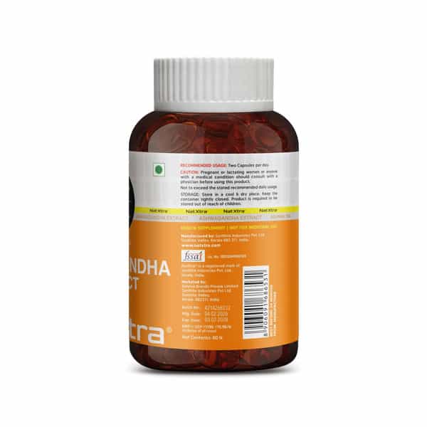 Natxtra Ashwagandha - Dstr - For Stress Relief And Better Brain Function- (60 Capsules)