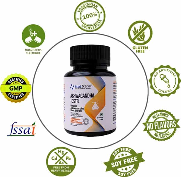 Natxtra Ashwagandha - Dstr - For Stress Relief And Better Brain Function- (60 Capsules)