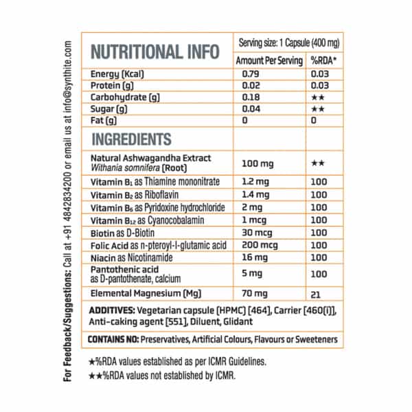 Natxtra Ashwagandha - Dstr - For Stress Relief And Better Brain Function- (60 Capsules)
