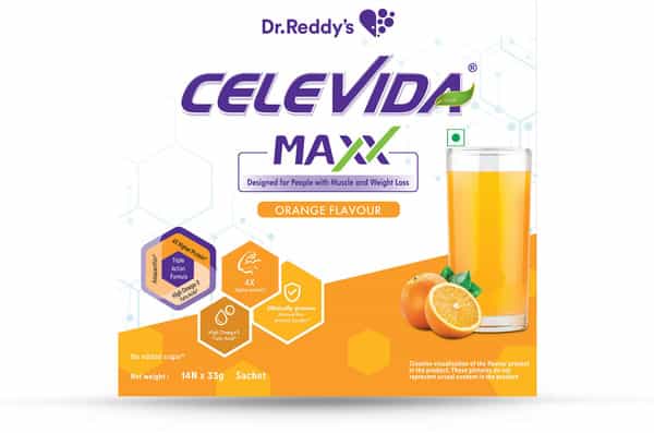 Celevida Maxx-High-Protein & Immunity Supplement- Supports Muscle Health |Orange|462G