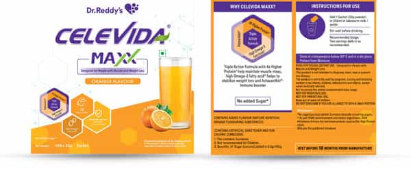 Celevida Maxx-High-Protein & Immunity Supplement- Supports Muscle Health |Orange|462G