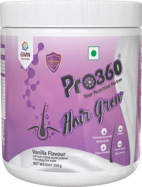 Pro360 Hair Grow | Nutritional Protein Supplement | Vanilla | Oral Powder | Jar | 250 Gm