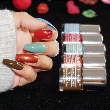 Debelle Gel Nail Lacquers Combo Set Of 5 Magic Apple Skittles - 40ml (8ml Each)Rakhi Gift