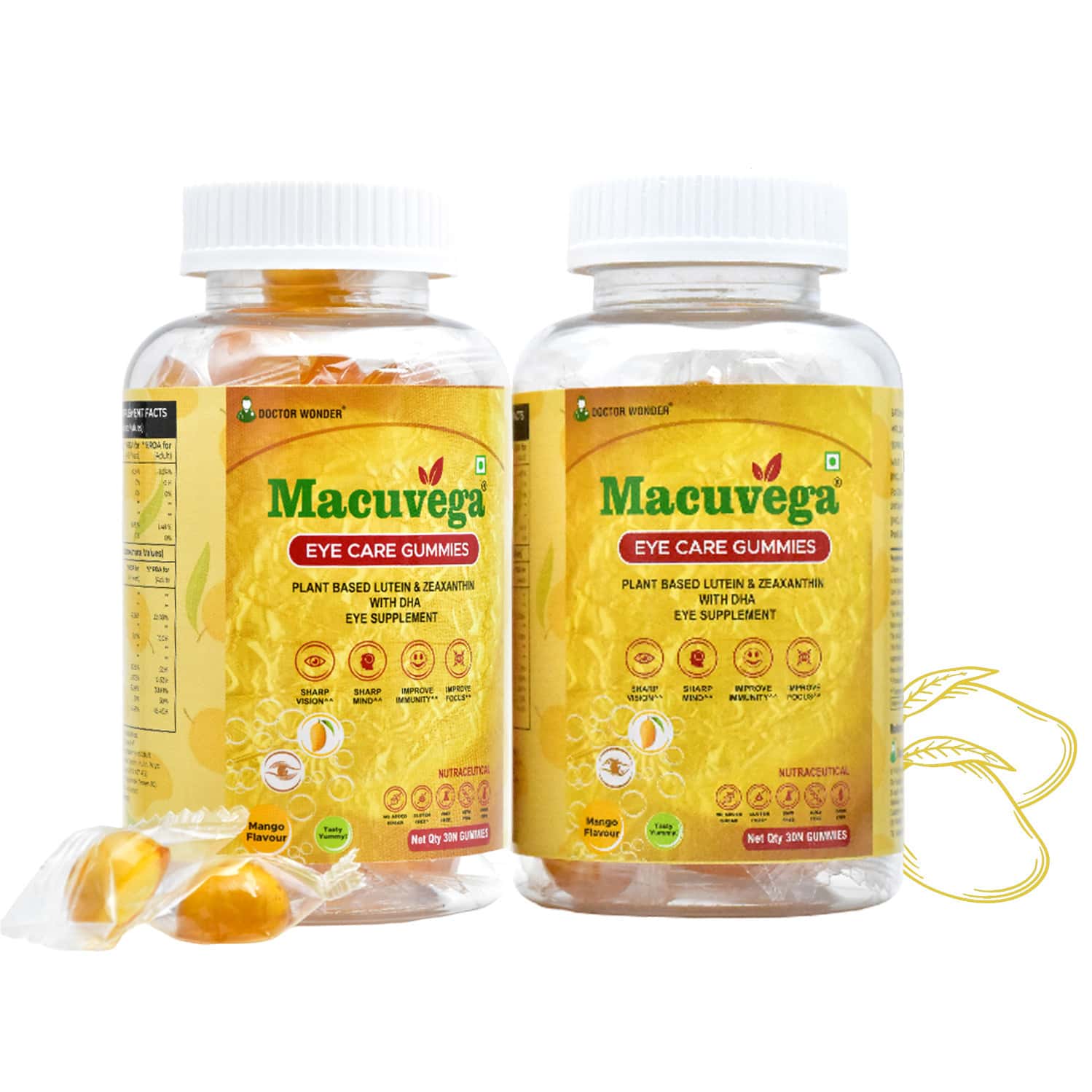 Dr Wonder Macuvega Eye Care Gummies|plant Based Lutein Supplement (pack Of 2 | 60 Gummies)
