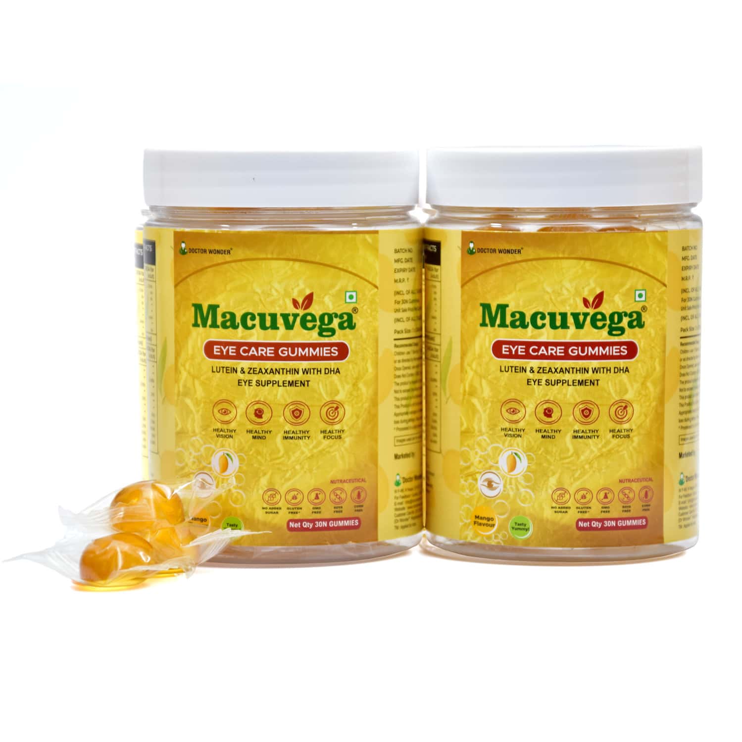 Dr Wonder Macuvega Eye Care Gummies|plant Based Lutein Supplement (pack Of 2 | 60 Gummies)