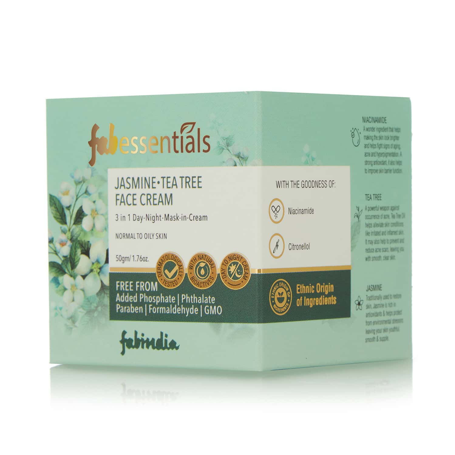 Buy FABESSENTIALS JASMINE TEA TREE FACE CREAM 50 GM Online & Get Upto