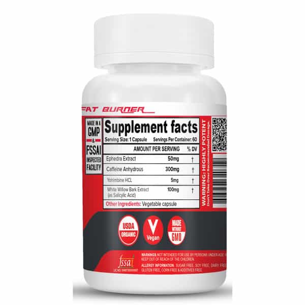 Nutrija Eca Stack - Extra Potent Fat Burner | Ephedra Extract | Yohimbine | Caffeine - 60 Capsules