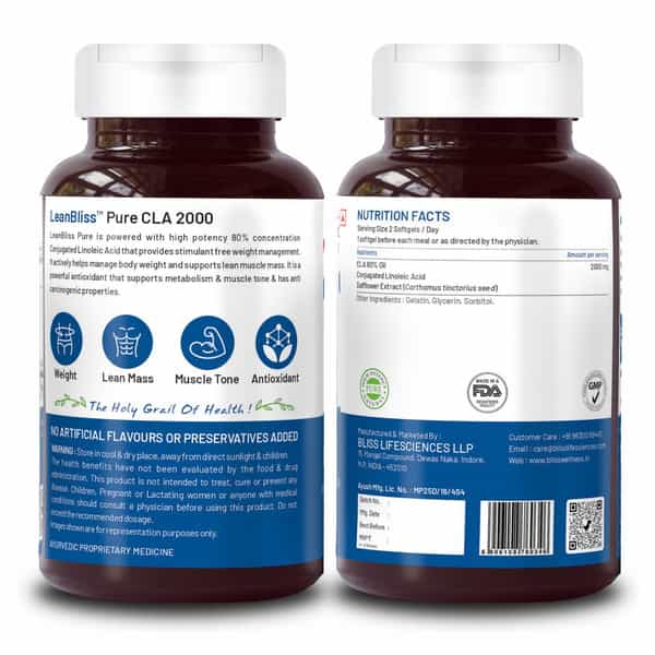 Bliss Welness Cla 2000 Supplement For Lean Muscles | For Men And Women | 60 Softgel Capsules 